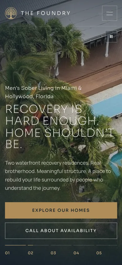 The Foundry Sober Living mobile website