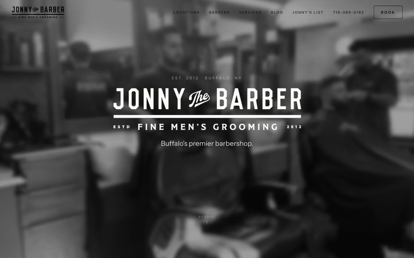 Jonny the Barber website homepage, a Ribacoff Enterprises project