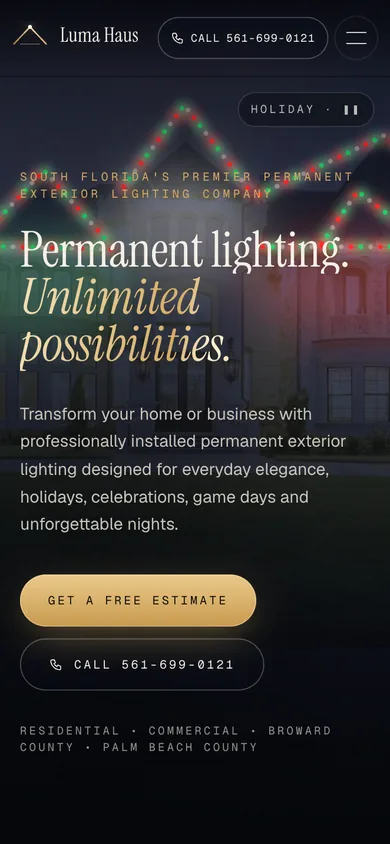Luma Haus mobile website