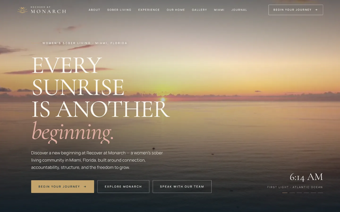 Recover at Monarch website homepage, a Ribacoff Enterprises project