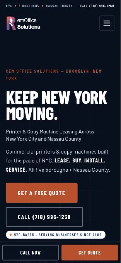 REM Office Solutions mobile website